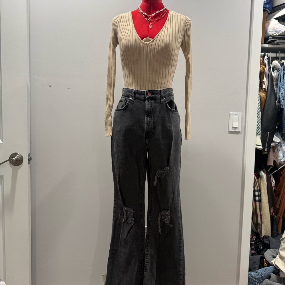 BDG Black Distressed Flare Jeans